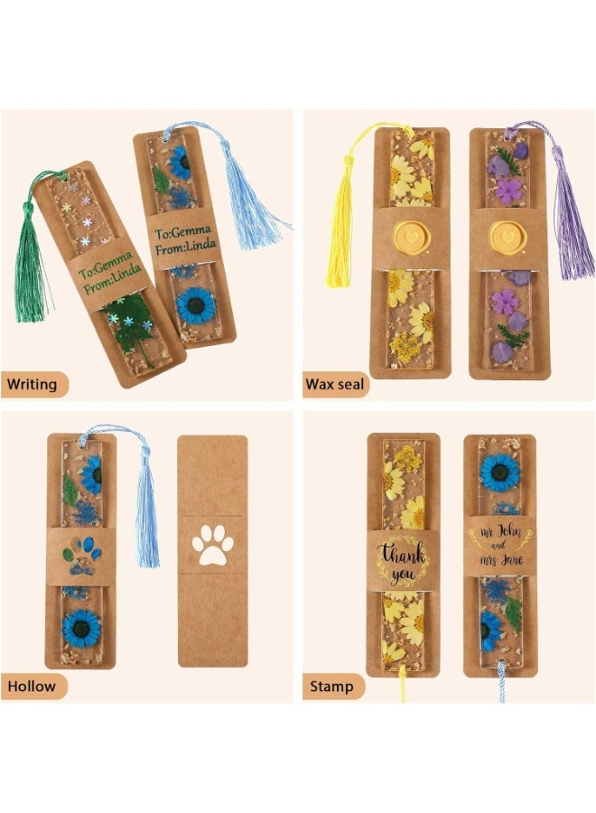 FAYET 50 Pack Kraft Bookmark Holders, 5.9×1.8 in Blank DIY Bookmark Display Cards/Sleeves for Resin Bookmarks, Small Business Packaging, Party Favor Gift Wrapping, Craft and Jewelry Display - Image 3